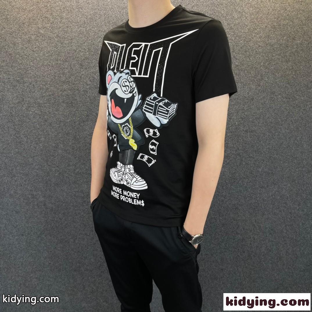 カジュアル 目を引く クルーネック フィリッププレイン 半袖Tシャツ コピー 春夏 コットン トップス-1