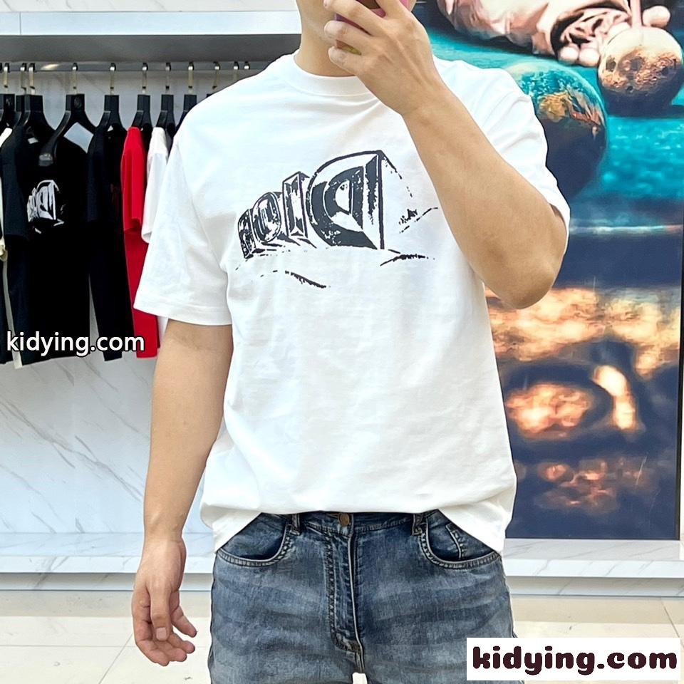 おしゃれ 合わせやすい ロゴ クルーネック 半袖Tシャツ クリスチャン・ディオール Tシャツ コピー ホワイト-1
