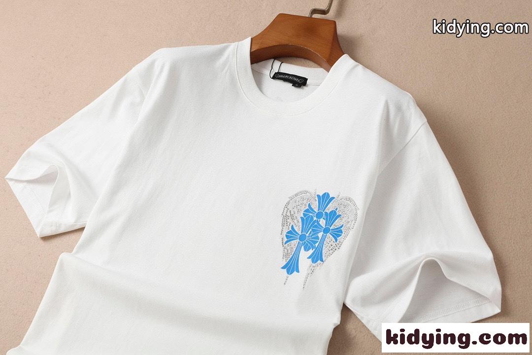 メンズ 個性派 クルーネック 柔らかい 着心地いい クロムハーツ 半袖Tシャツ コピー 春夏 トップス カジュアル-3