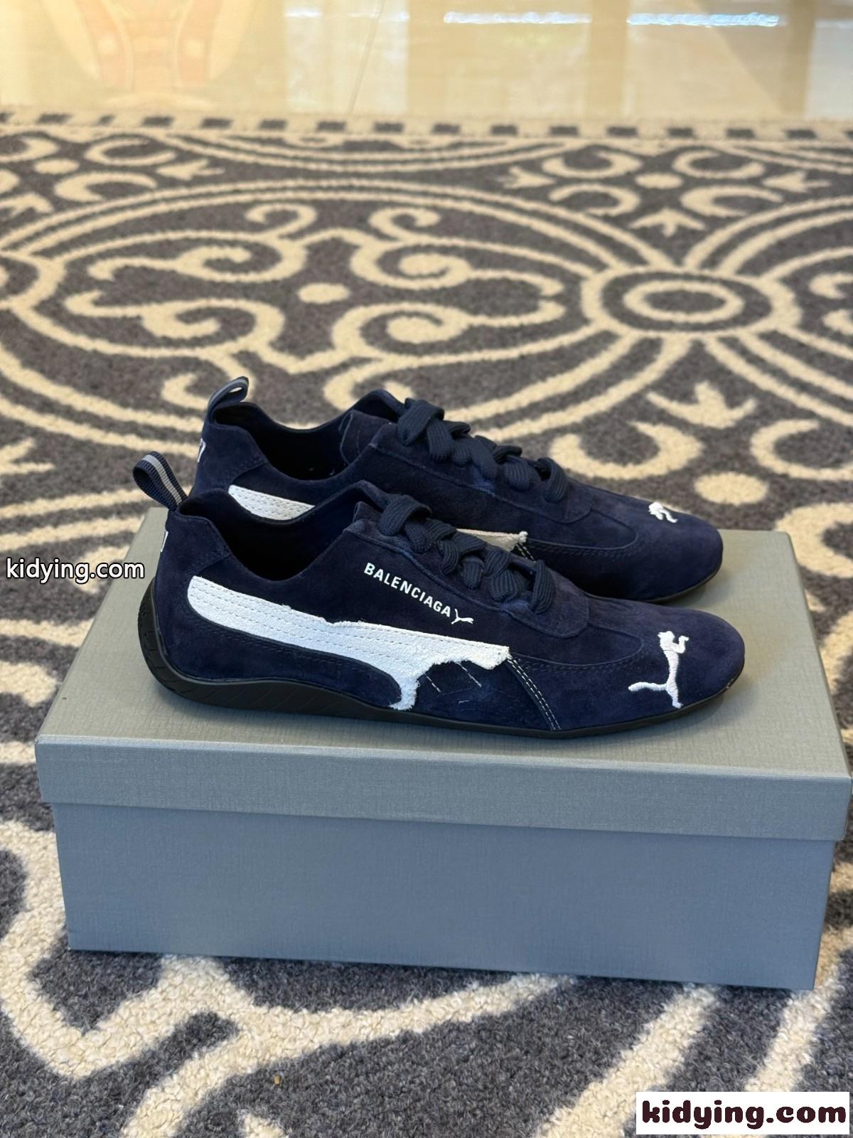 BALENCIAGA × PUMA スエード スピードキャット スニーカー スーパーコピー ネイビー-2