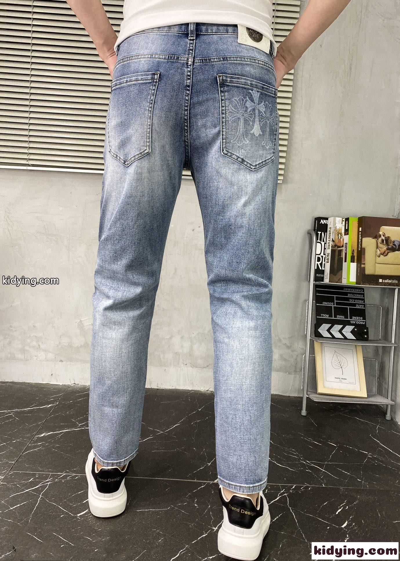 定番 おしゃれ ズボン デニムパンツ ストレート クロムハーツ ジーンズ コピー メンズ カジュアル ストレッチ-3