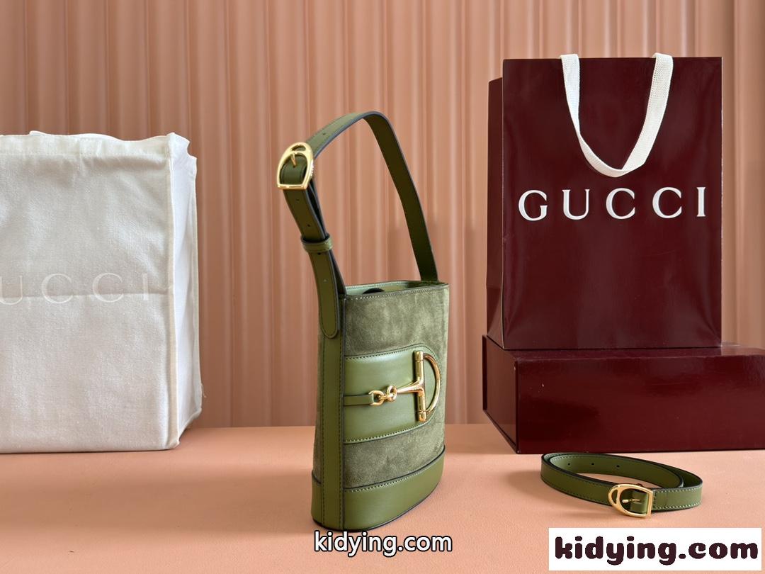 GUCCI 73 スモール バケットバッグ スエード グッチ バッグ スーパーコピー 833665 グリーン-2