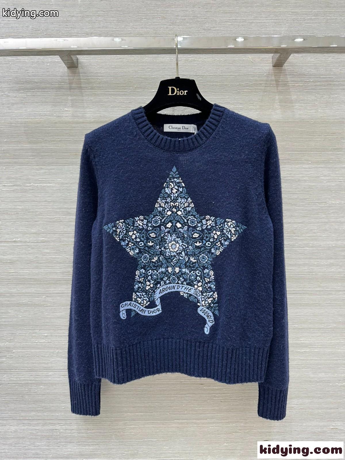 Dior Around the World ウールニット クリスチャン・ディオール セーター コピー ブルー-2
