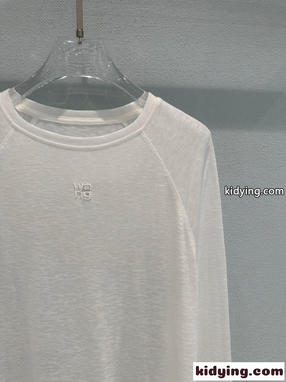 シンプル ロゴ刺繍 ロングスリーブTシャツ アレキサンダーワング Tシャツ コピー ホワイト-4