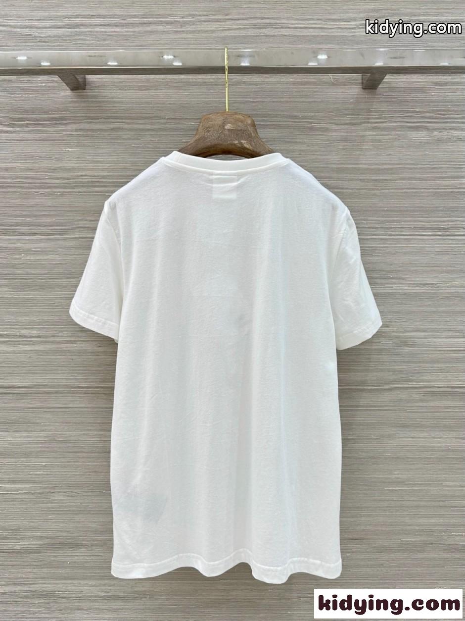 クリスチャン・ディオール Tシャツ 偽物 フラワープリント ロゴ刺繍 クルーネック 半袖Tシャツ-4