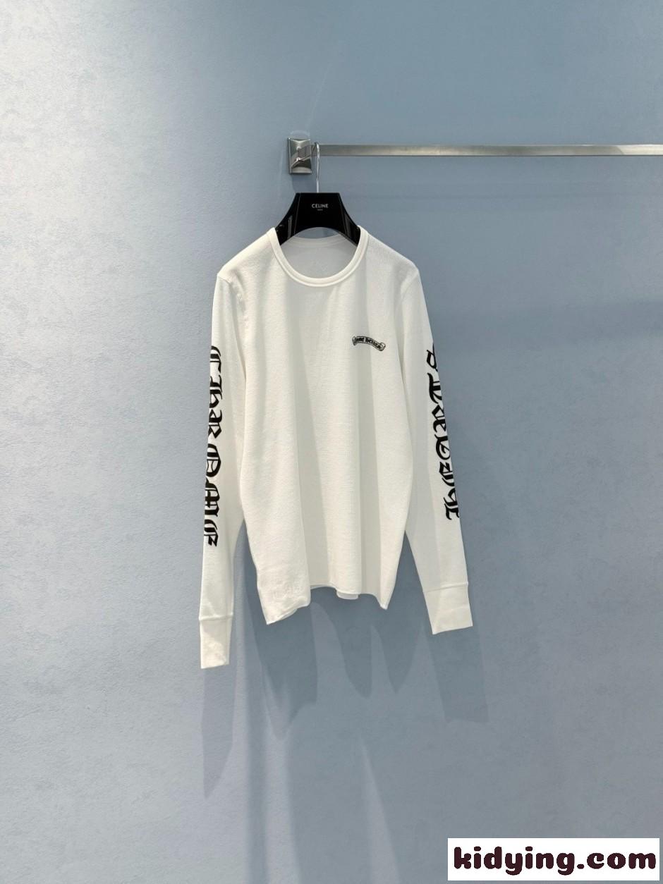 クロムハーツ Tシャツ 偽物 人気 カジュアル ロゴ入り 長袖Tシャツ ホワイト-0