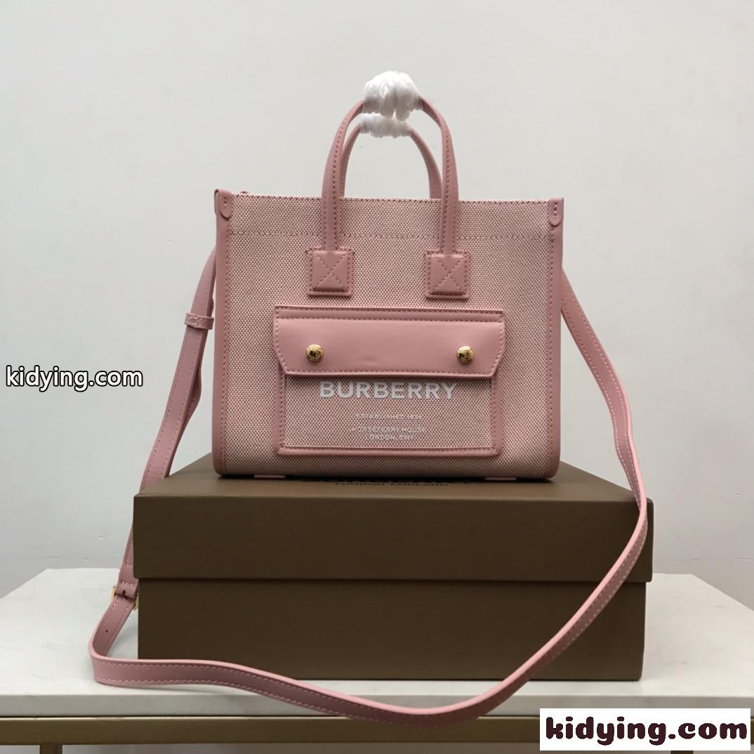バーバリー バッグ コピー 大人気 ミニ ツートン キャンバス＆レザー フレヤトート-0