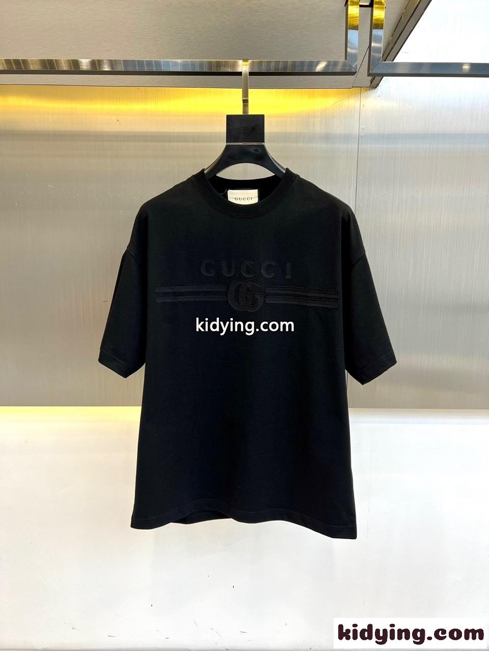 カジュアル コットン 半袖Tシャツ グッチ Tシャツ 偽物 半袖Tシャツ ブラック-0