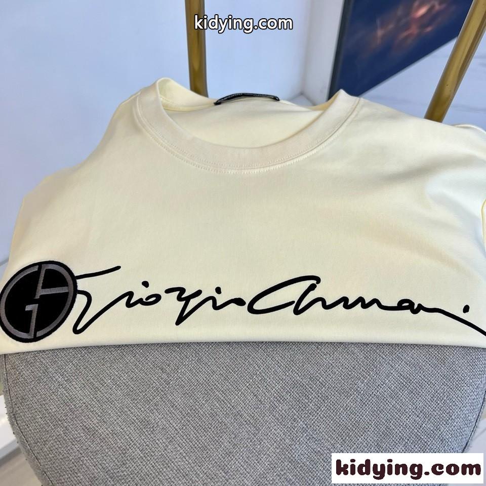 カジュアル ロゴ入り アルマーニ Tシャツ コピー 半袖Tシャツ ベージュ-0