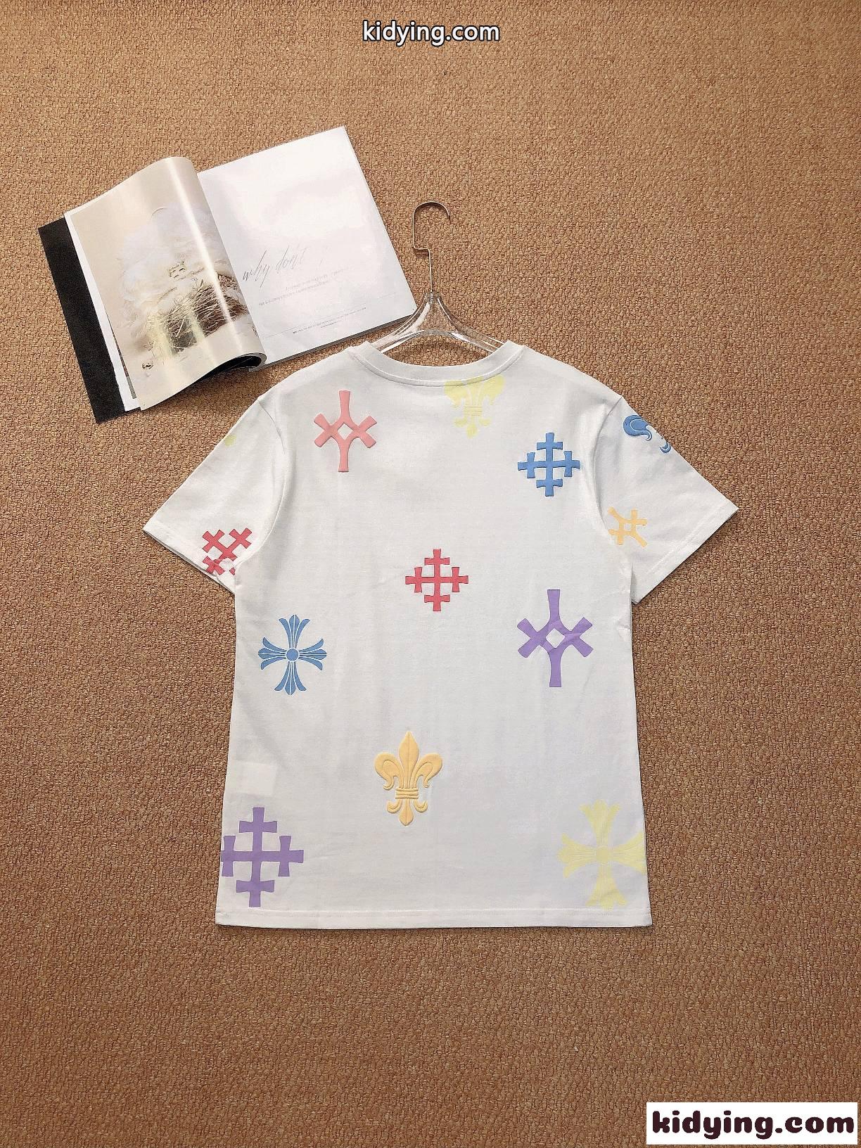 コットン 優しい肌触り クルーネック ロゴ クロムハーツ tシャツ コピー 半袖 春夏 人気 定番 トップス ホワイト ブラック-2