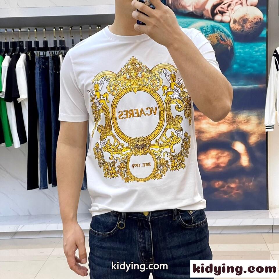 バロック プリント 半袖 Tシャツ ヴェルサーチェ Tシャツ コピー メンズ トップス-1