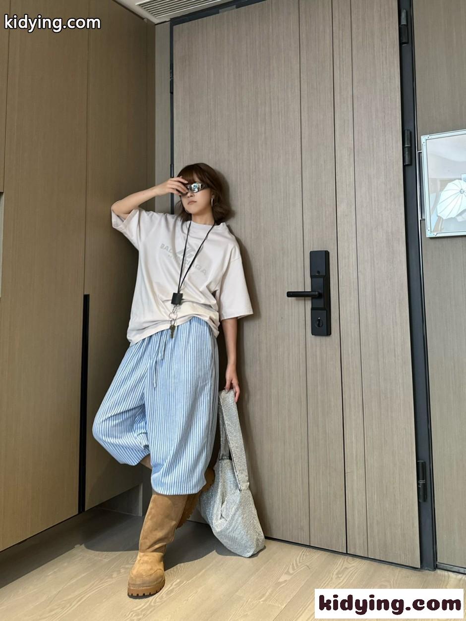 スタイリッシュ カジュアル ストライプ ロングパンツ バレンシアガ パンツ 偽物-4