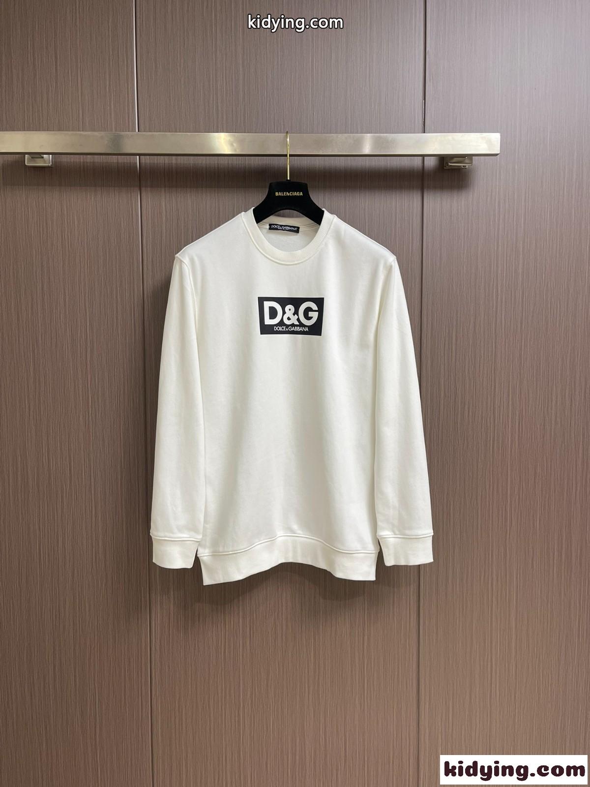 カジュアル ゆったり ロゴプリント ドルチェ&ガッバーナ Tシャツ コピー コットン スウェットシャツ ホワイト-1