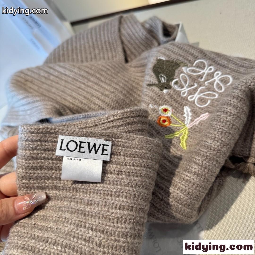 LOEWE x Suna Fujita ロエベ スカーフ コピー アナグラム刺繍 ニットマフラー-2