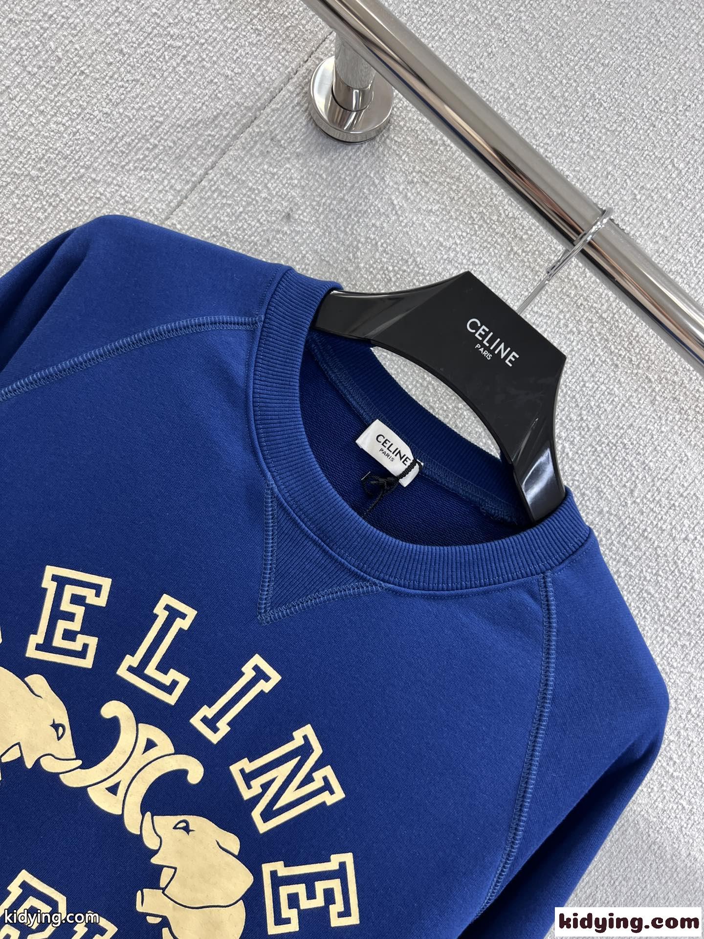 定番 コットン スウェットシャツ セリーヌ Tシャツ コピー クルーネック-2