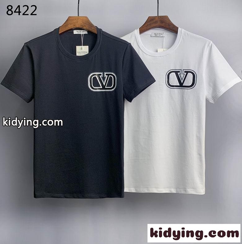 ベーシック クルーネック 半袖 春夏 トップス Vロゴ おしゃれ ヴァレンティノ Tシャツ コピー ホワイト ブラック-0