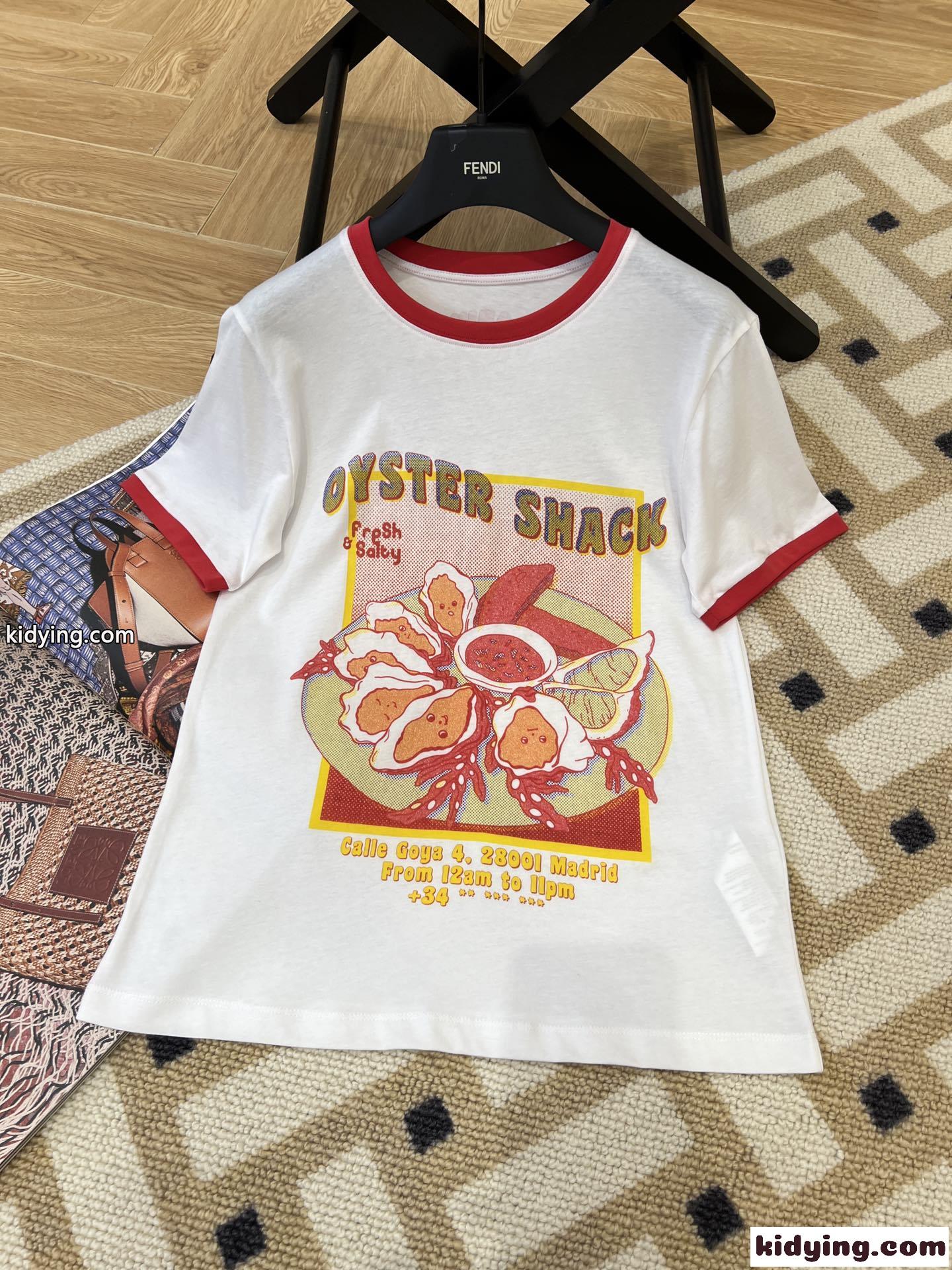 人気 おしゃれ バイカラー プリント クルーネック ロエベ tシャツ コピー 半袖 快適 スリム-3