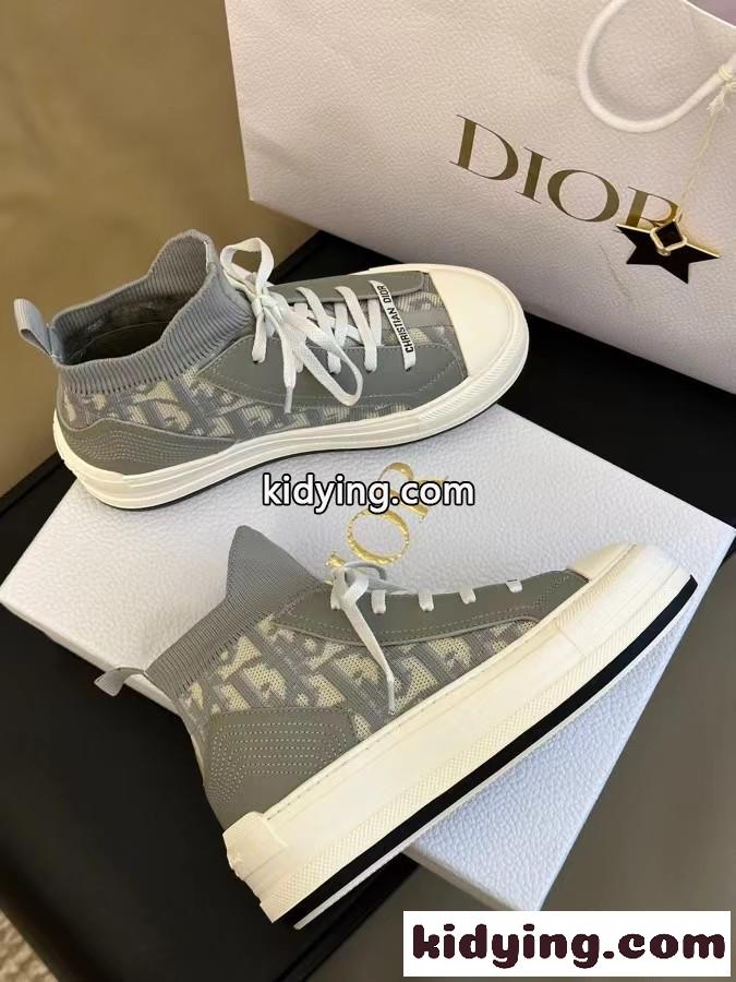 クリスチャン・ディオール スニーカー 偽物 WALKNDIOR プラットフォームスニーカー グレー-0