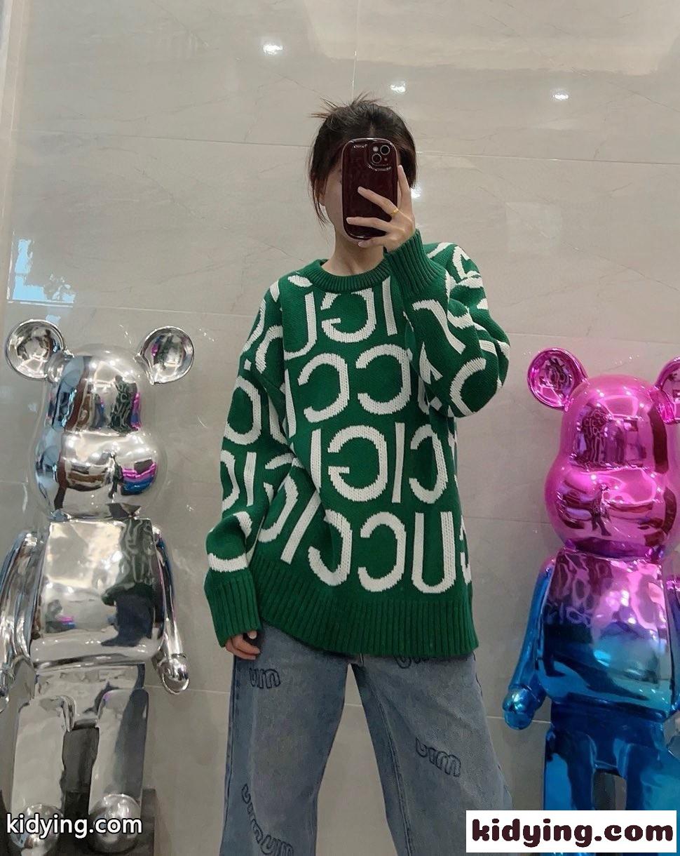 GUCCI インターシャ ウール セーター グッチ セーター コピー グリーン-3