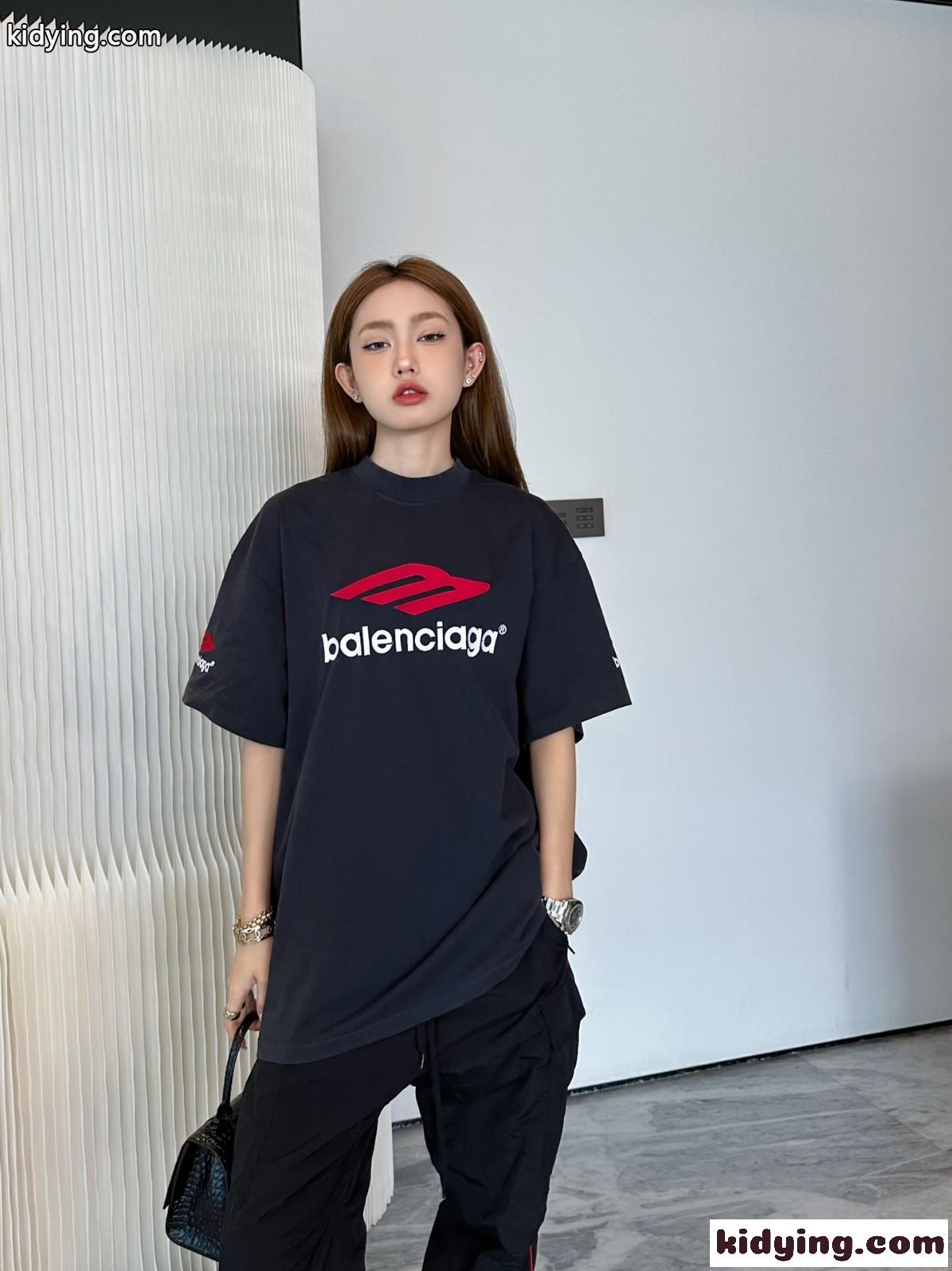 人気 おしゃれ バレンシアガ 3B SPORTS ICON Tシャツ コピー クルーネック 半袖 ブラック-4