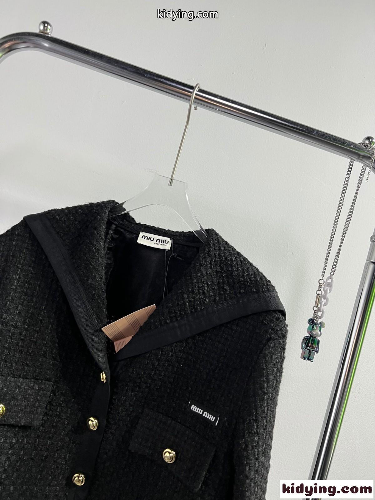 シングルブレスト ツイード ジャケットミュウミュウ ジャケット コピー クロップド レディース-2