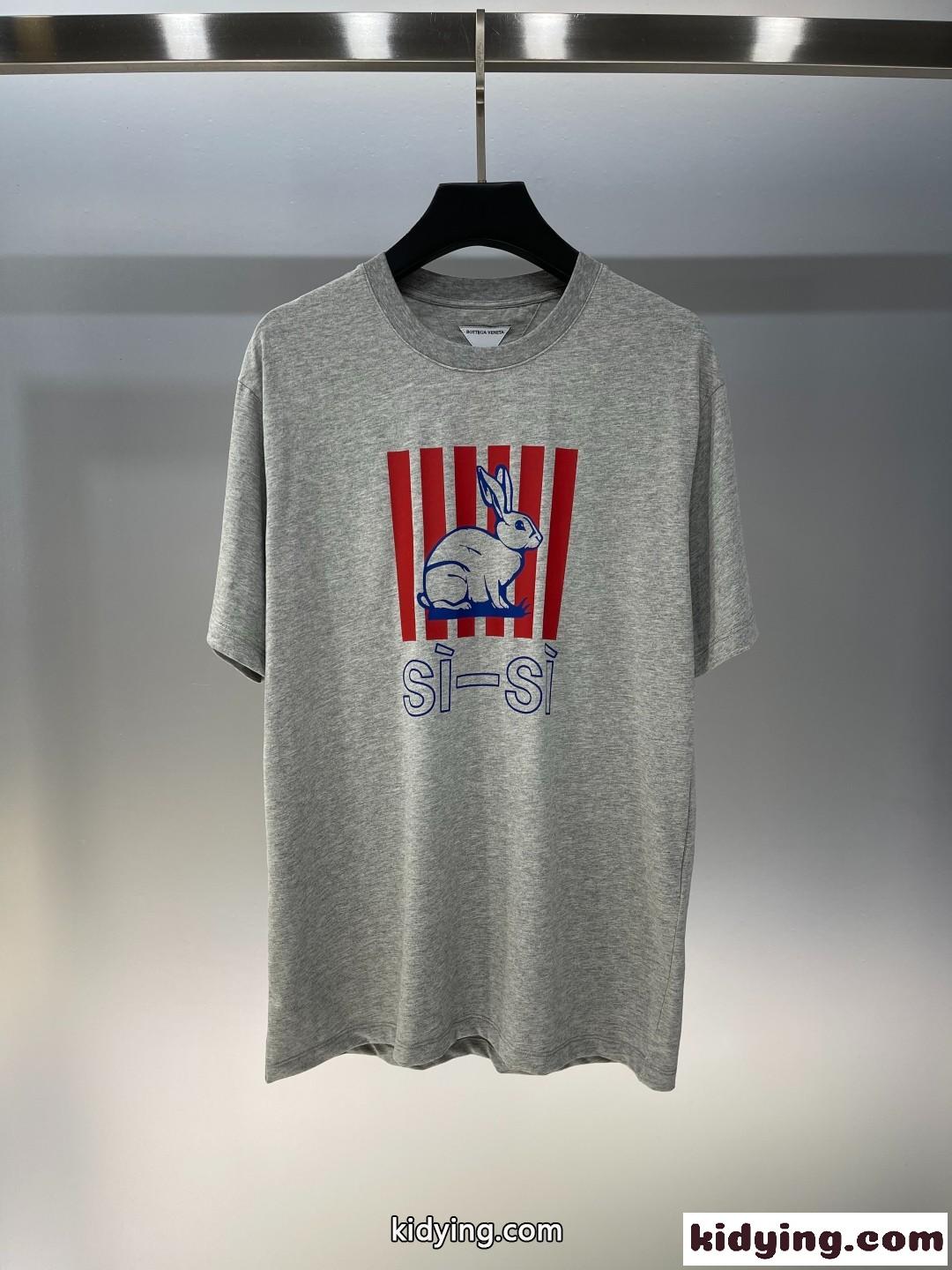 ユニセックス クラッシュド プリント 半袖Tシャツ ボッテガ・ヴェネタ Tシャツ コピー グレー-0