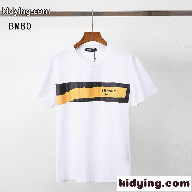 合わせやすい 定番 半袖 クルーネック バルマン Tシャツ コピー クルーネックトップス-2