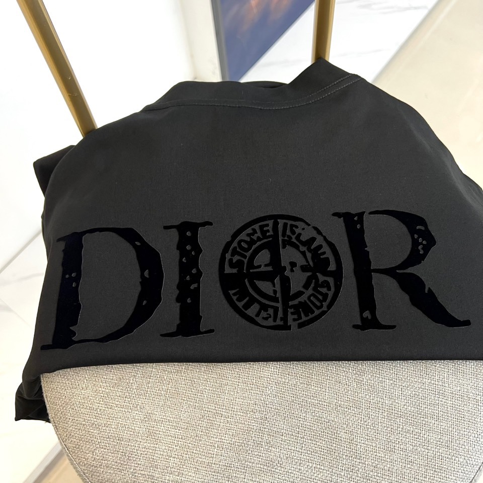 シンプル ロゴプリント コットン 半袖Tシャツ クリスチャン・ディオール Tシャツ 偽物 ブラック-3