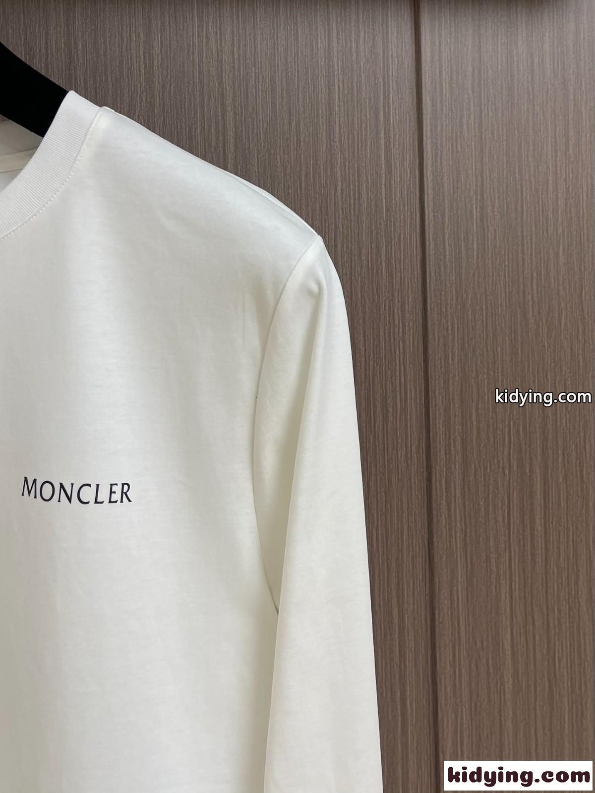 シンプル ロゴ 長袖Tシャツ モンクレール Tシャツ コピー ホワイト-0