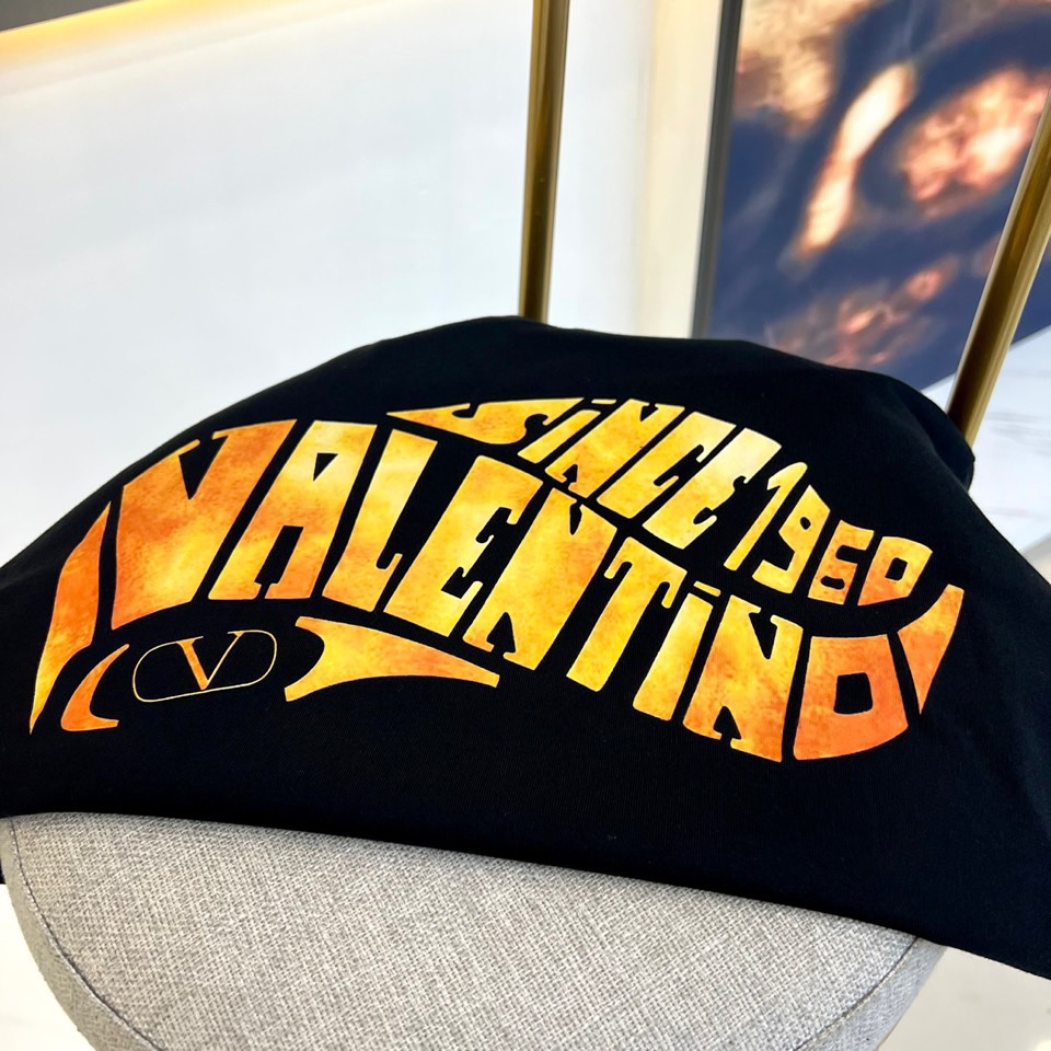 ヴァレンティノ サーフプリント コットン Tシャツ コピー メンズ トップス ブラック-3