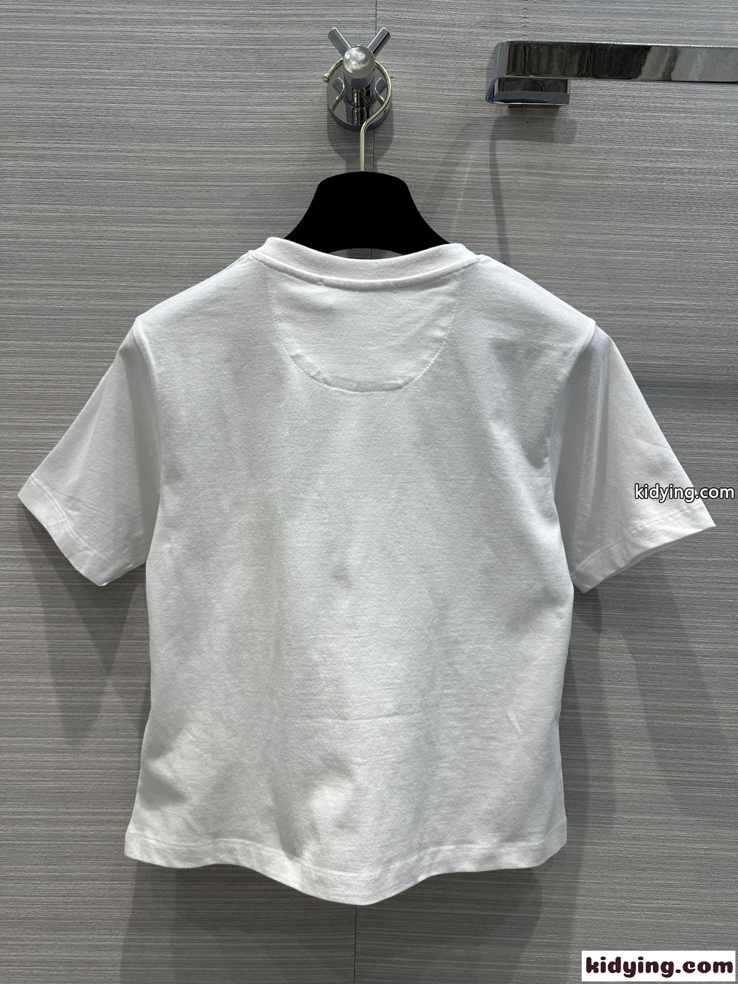 春夏 定番 カジュアル おしゃれ クロップド 半袖Tシャツ フェンディ Tシャツ コピー ホワイト-2