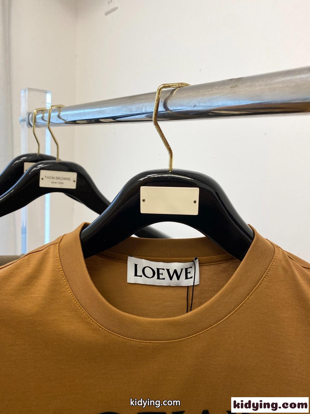 ロエベ Tシャツ 偽物 定番 ロゴ入り 半袖Tシャツ クルーネック ブラウン-1