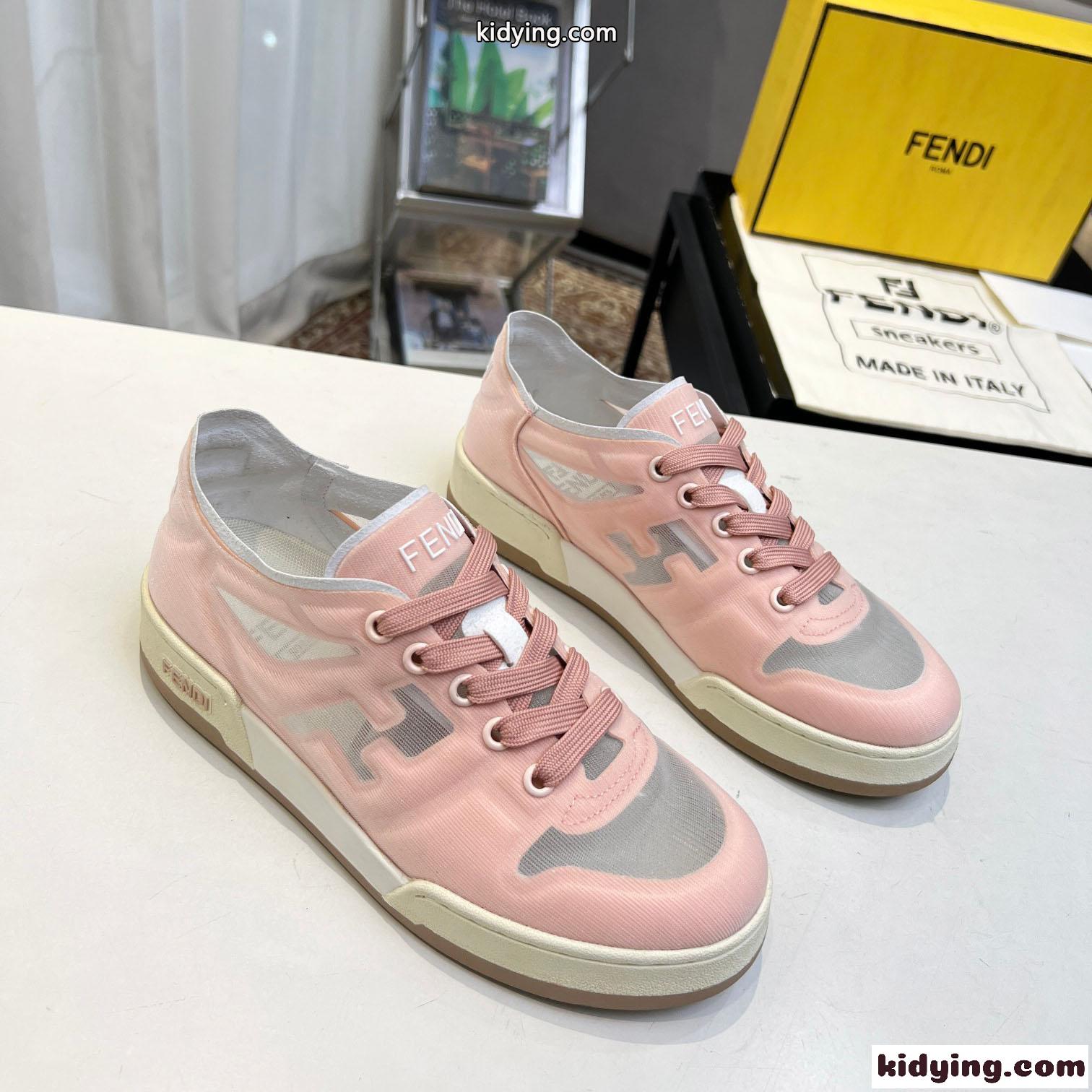 春夏 メッシュ ロートップ フェンディ マッチ フェンディ スニーカー コピー ピンク-1