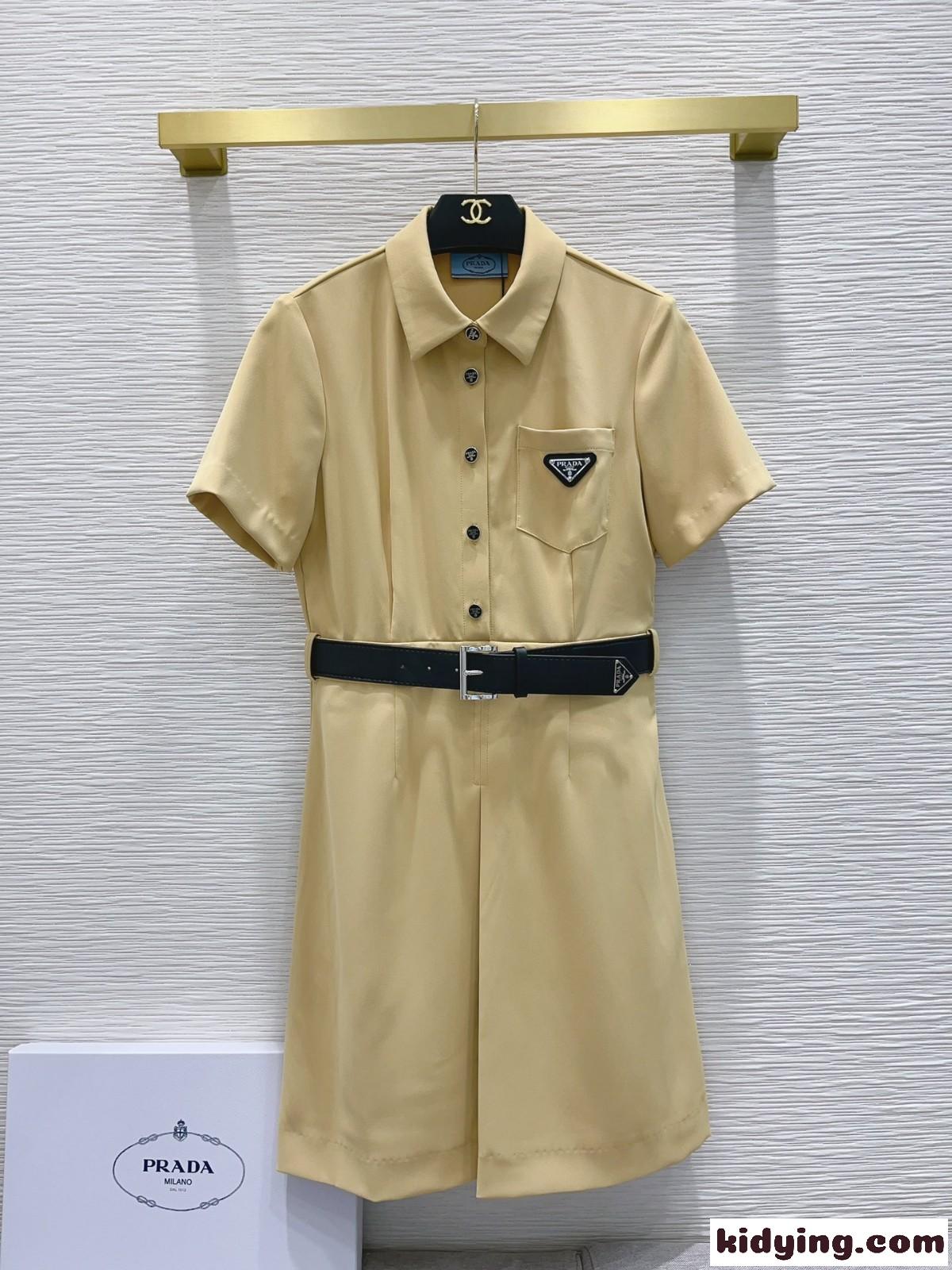 定番 おしゃれ 半袖 シャツドレス プラダ ワンピース コピー レディース-1