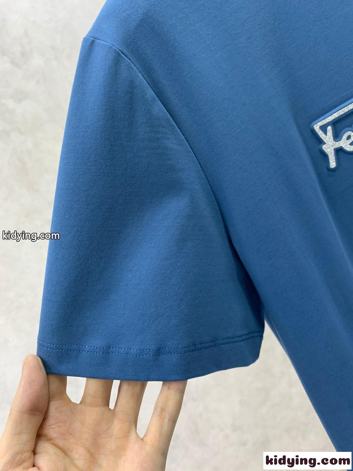 シンプル ロゴ 合わせやすい クルーネック サルヴァトーレ・フェラガモ Tシャツ コピー 半袖Tシャツ ブルー-3