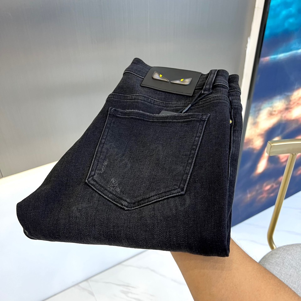 フェンディ ジーンズ コピー 定番 カジュアル ストレッチ デニムパンツ-2