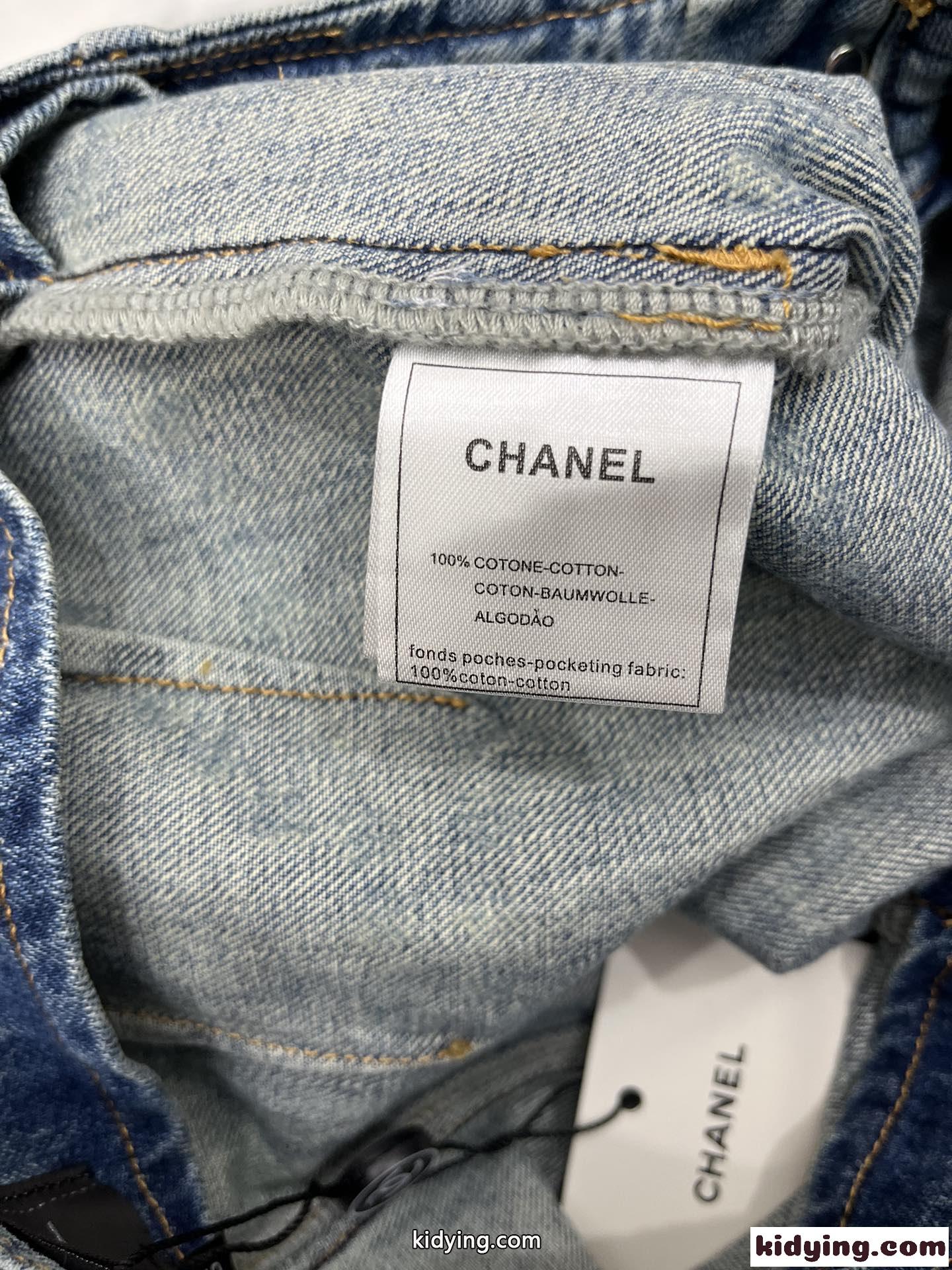 お洒落 プリント デニムパンツ シャネル ジーンズ コピー レディース ライトブルー-4