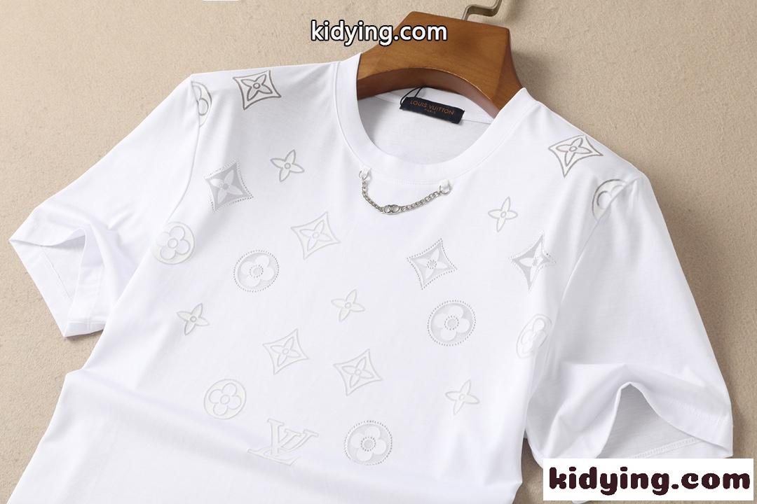 上品 おしゃれ ロゴ 着心地いい シルケット コットン ルイ・ヴィトン tシャツ コピー 半袖 トップス-3