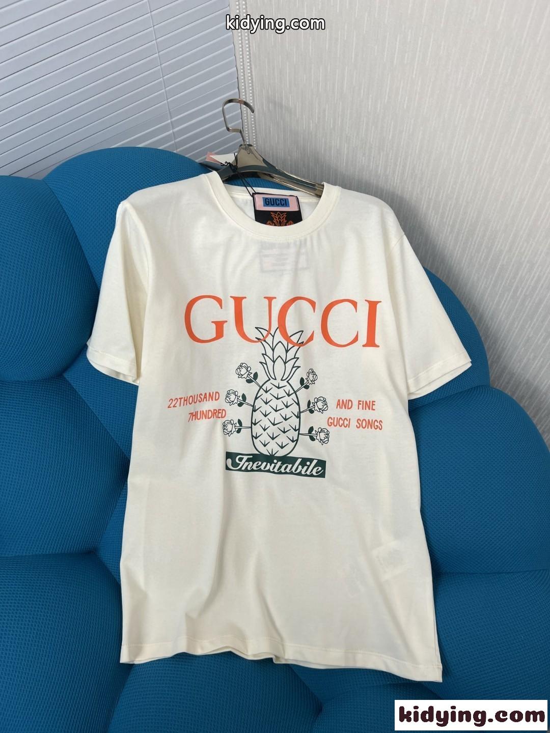 カジュアル ゆったり コットン グッチ 半袖Tシャツ コピー クルーネック おしゃれ トップス 春夏 新作-0