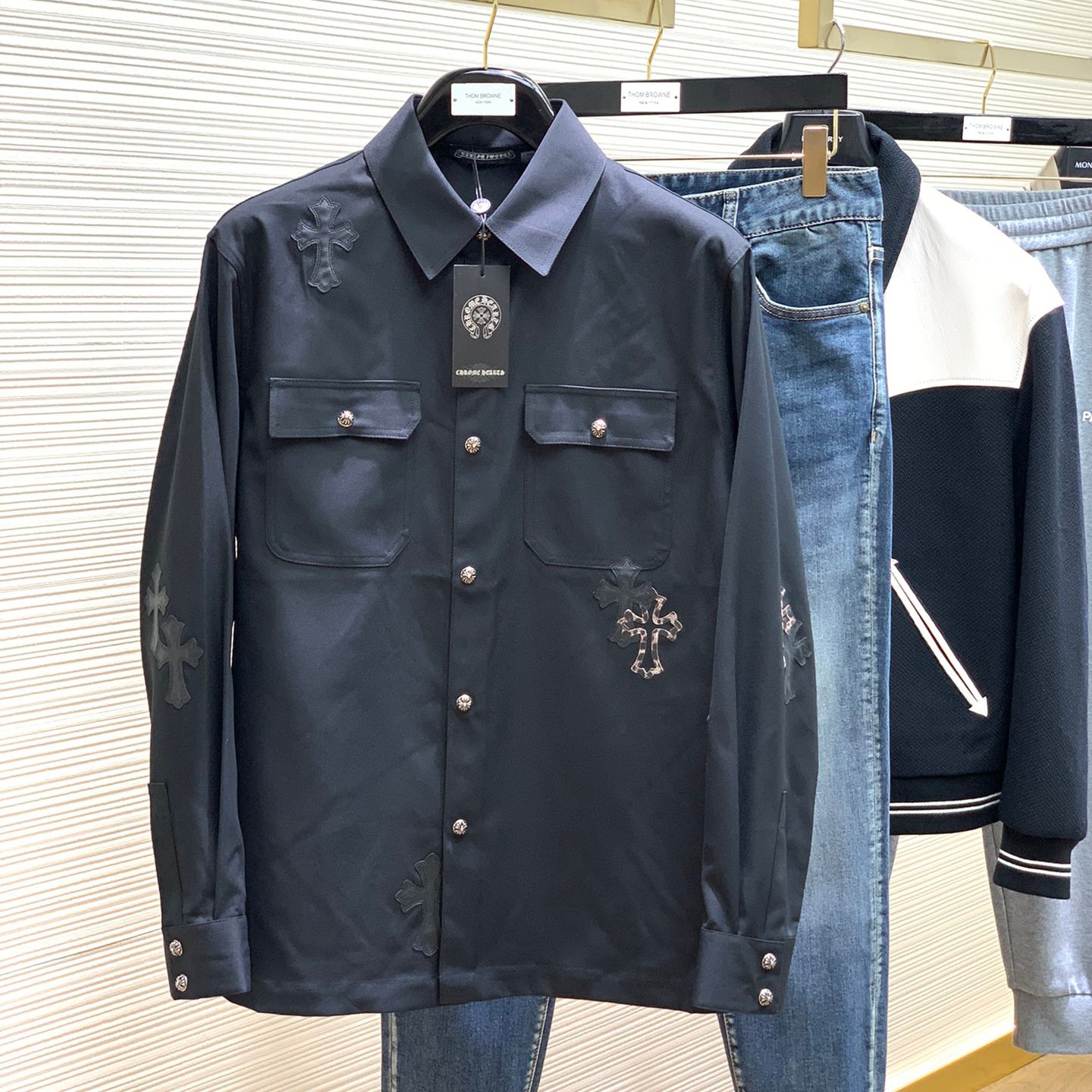 シンプル おしゃれ クロスパッチ クロムハーツ シャツ コピー メンズ シャツジャケット-1
