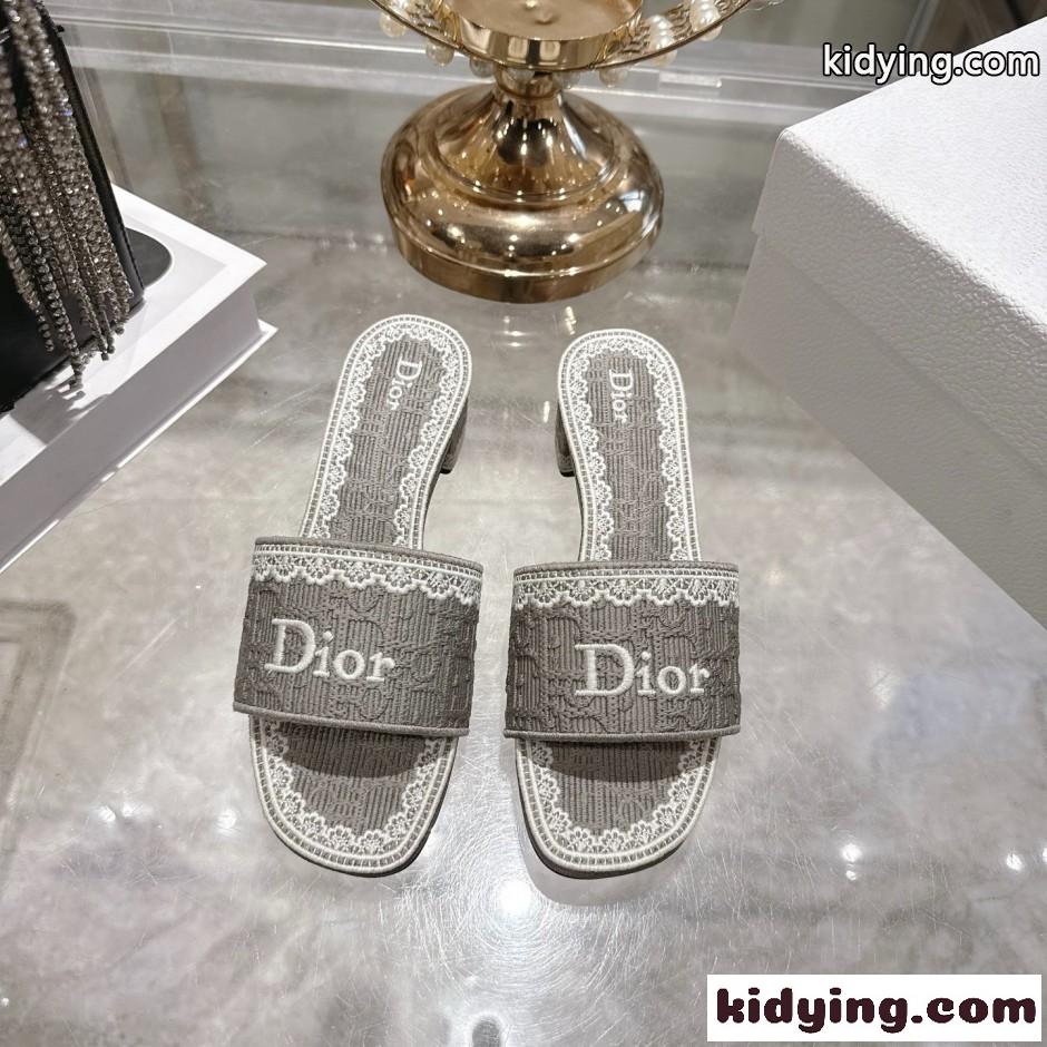 Dior Dentelle ヒールスライド クリスチャン・ディオール サンダル コピー グレー-1