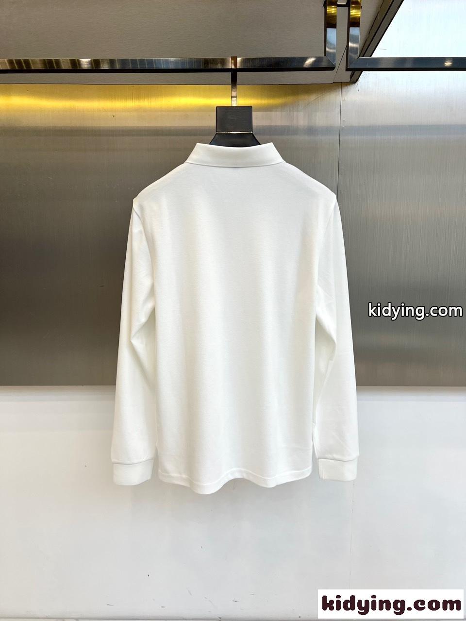 上品 カジュアル 長袖 ポロシャツ モンクレール Tシャツ 偽物 ホワイト-3
