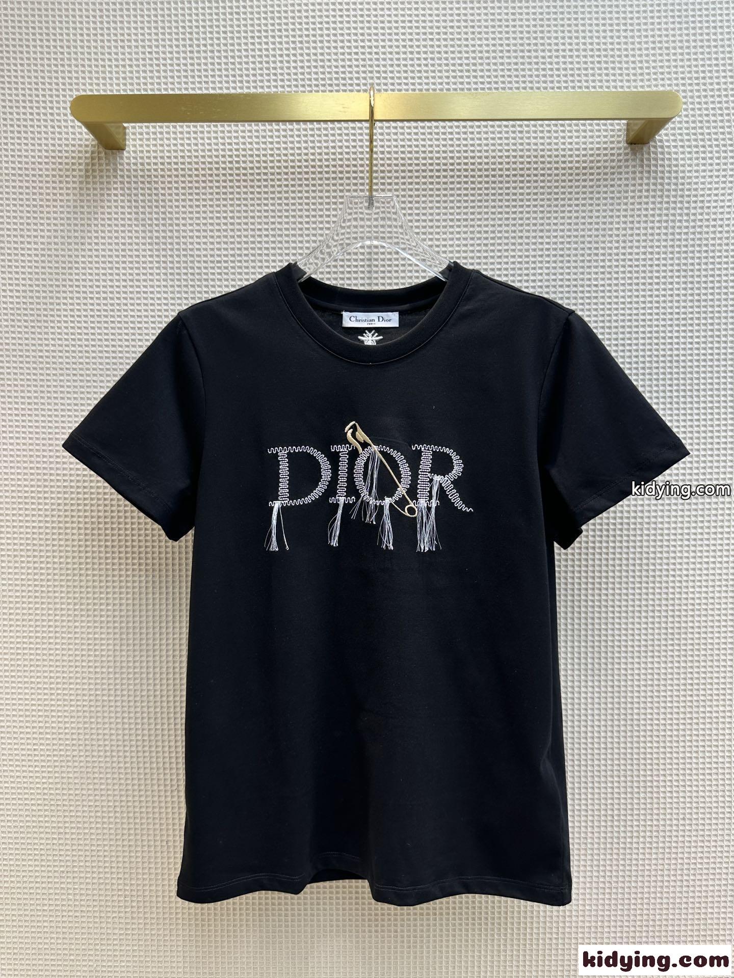 クリスチャン・ディオール Tシャツ コピー シンプル ロゴ クルーネック 半袖tシャツ-2