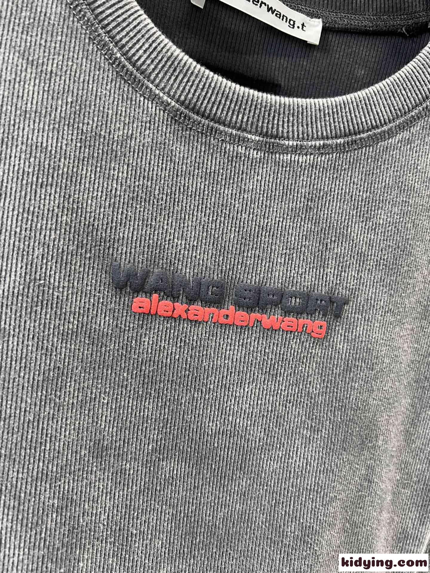 アレキサンダーワング Tシャツ コピー シンプル ロゴ コンパクト 半袖Tシャツ グレー-0
