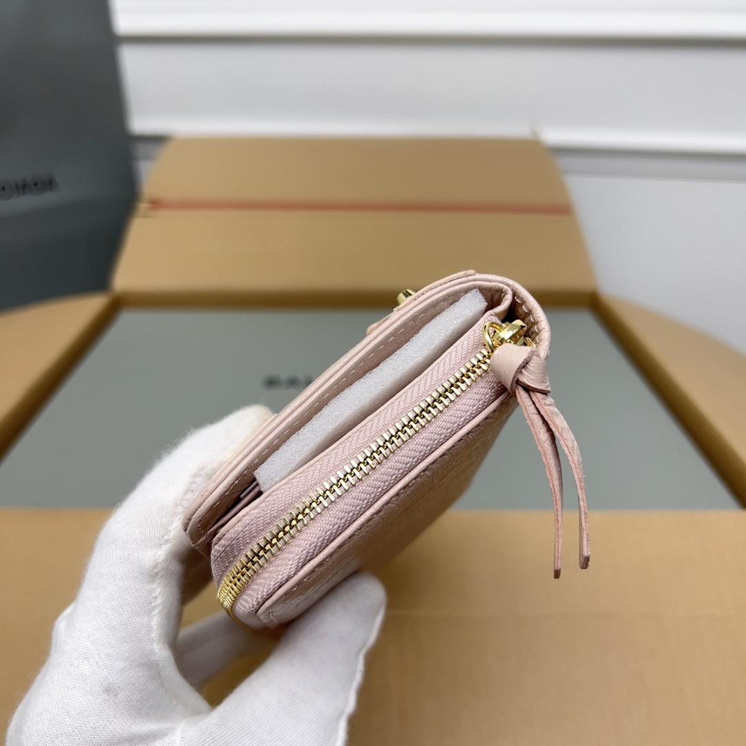 上品 高級感 コンパクトウォレット バレンシアガ 財布 コピー 二つ折り財布 ピンク-2