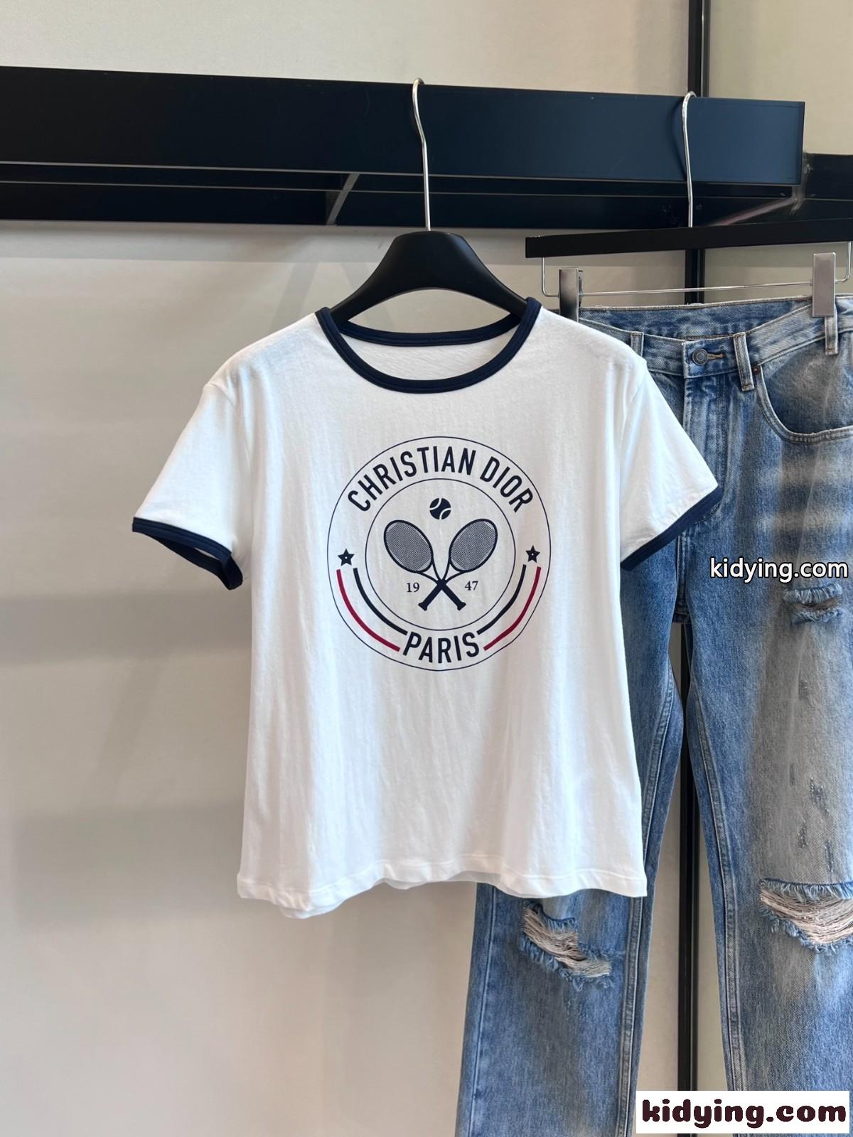 コットン & リネン Dior Vibe Tシャツ クリスチャン・ディオール Tシャツ コピー クルーネック-0