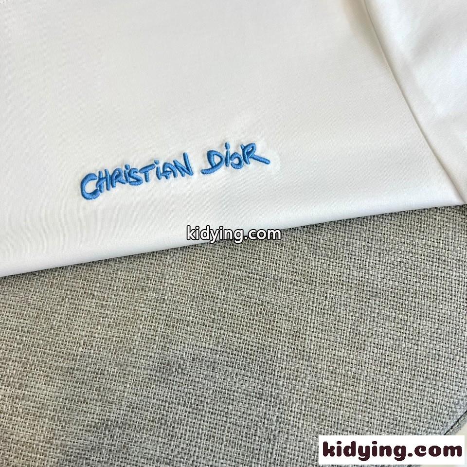 洗練された 上品 ロゴ刺繍 クルーネック クリスチャン・ディオール Tシャツ 偽物 ホワイト-2