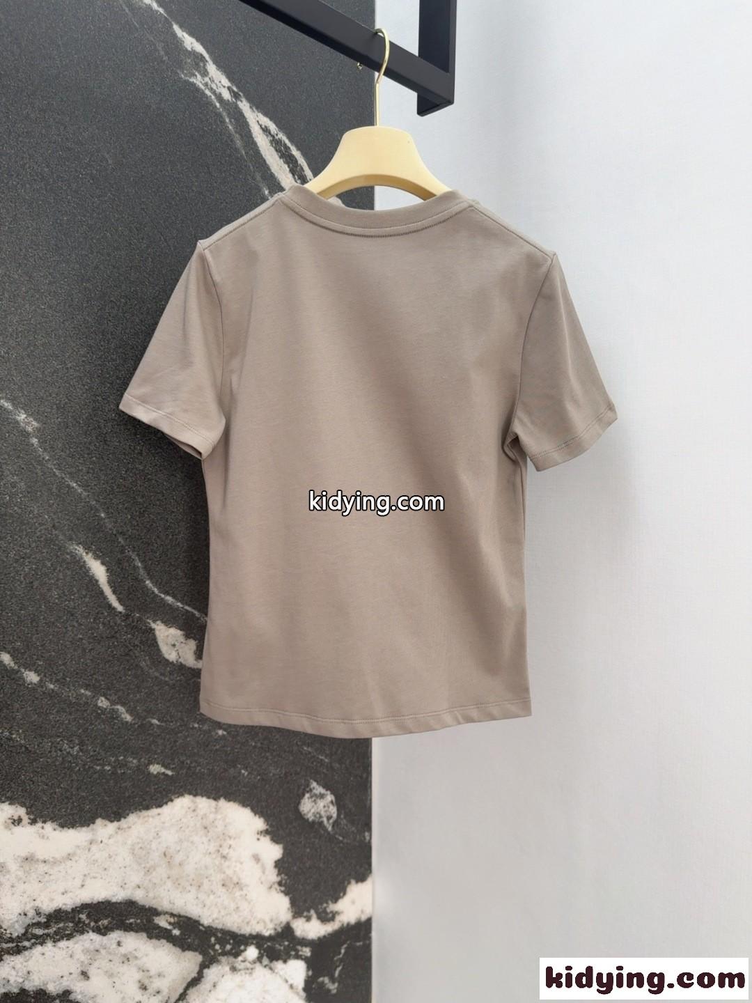 シンプル ロゴ入り コットン半袖Tシャツ クロエ Tシャツ スーパーコピー レディース-4
