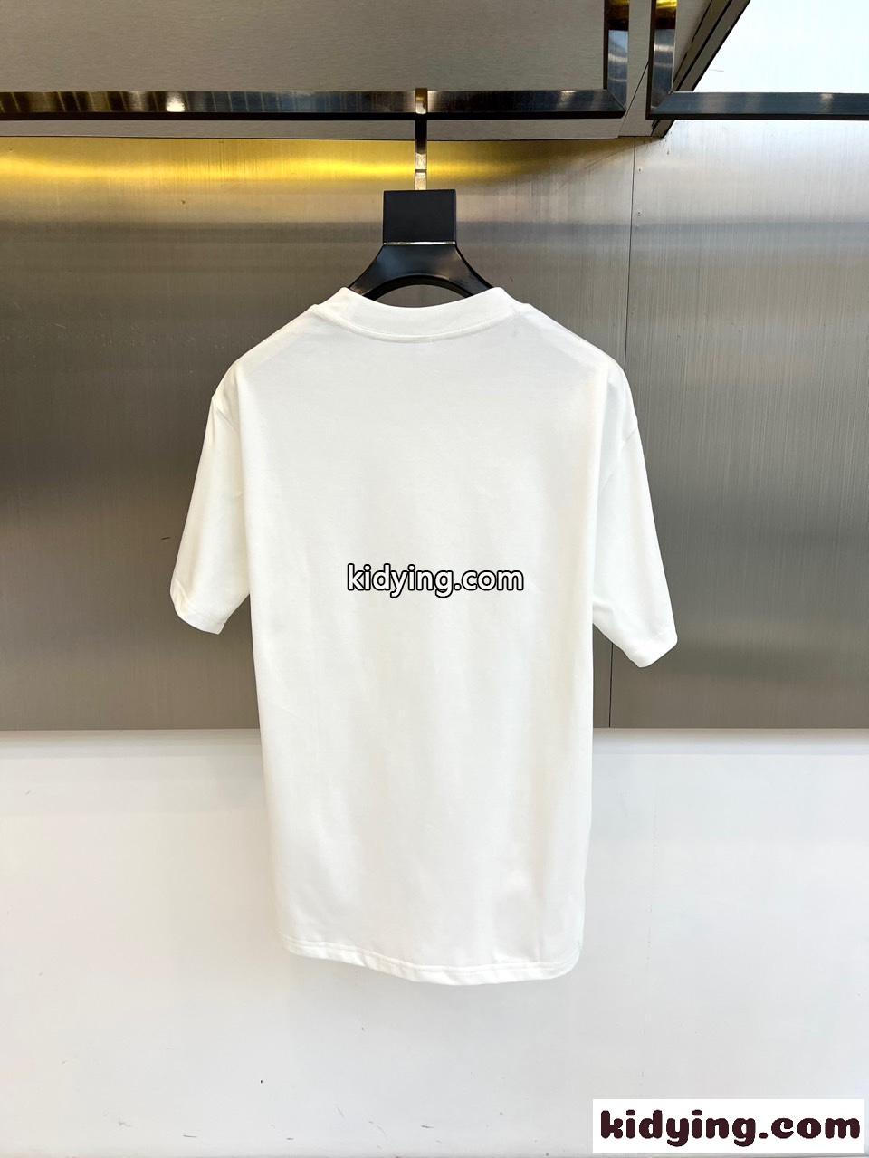 おしゃれ プリント バレンシアガ Tシャツ 偽物 クルーネック コットン ホワイト-0