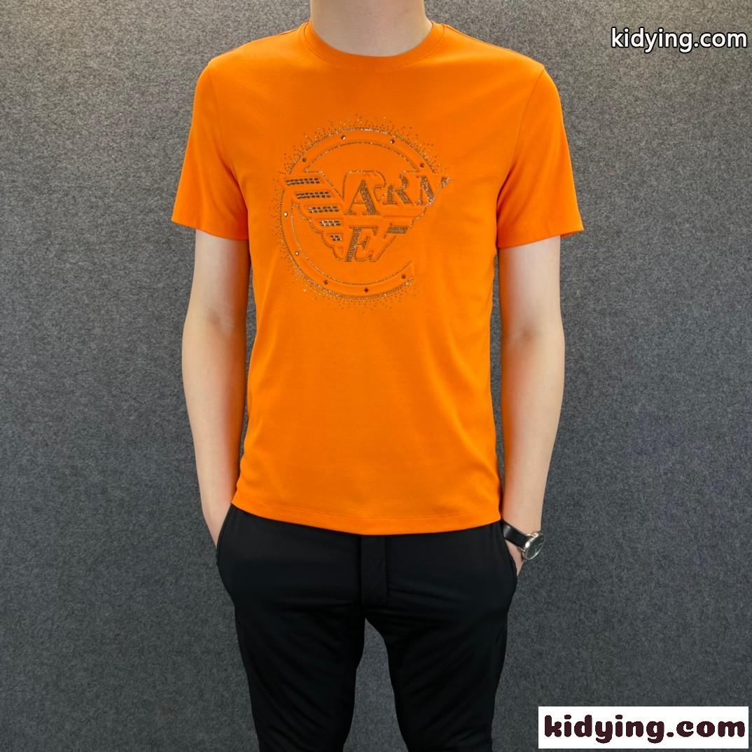 3色あり アルマーニ tシャツ コピー シルケット コットン シンプル 着心地いい 春夏 トップス クルーネック 半袖-3